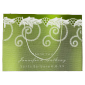 Personalisiert Wedding Greenly White Royal Lace Große Geschenktüte (Rückseite)