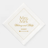 Personalisiert Wedding Mr. Mrs. Gold Serviette (Ecke)