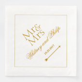 Personalisiert Wedding Mr. Mrs. Gold Serviette (Vorderseite)