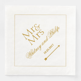 Personalisiert Wedding Mr. Mrs. Gold Serviette