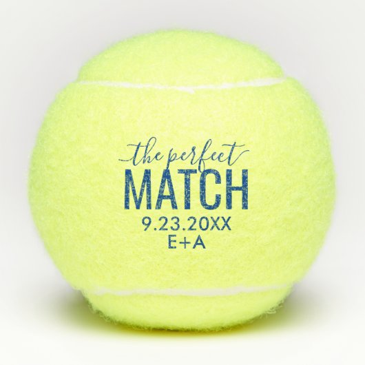 Personalisiert Wedding Perfect Match Blue Tennisbälle (Vorderseite)
