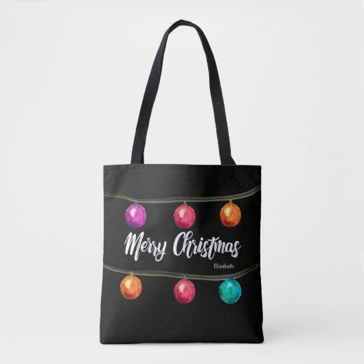 Personalisiert, Weihnachten, Aquarellbällchen Tasche (Vorderseite)