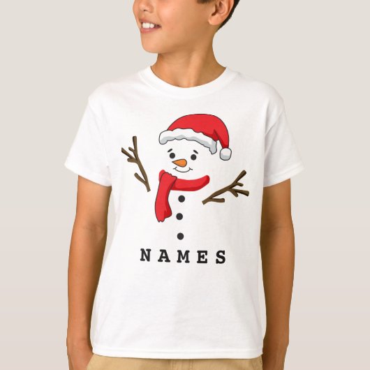 Personalisiert Weihnachten Funny Snowman Kid Boy T-Shirt (Vorderseite)