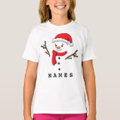 Personalisiert Weihnachten Funny Snowman Kid Girl T-Shirt (Vorderseite)