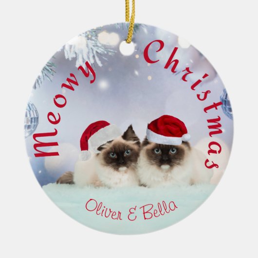 Personalisiert Weihnachten zwei Katzen Ornament (Vorne)