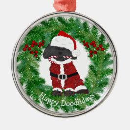 Personalisiert Weihnachts-Labradoodle Weihnachtsma Silbernes Ornament