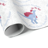 Personalisiert Weihnachtsmann Claus Dinosaurier Geschenkpapier (Rolleneckpunkt)