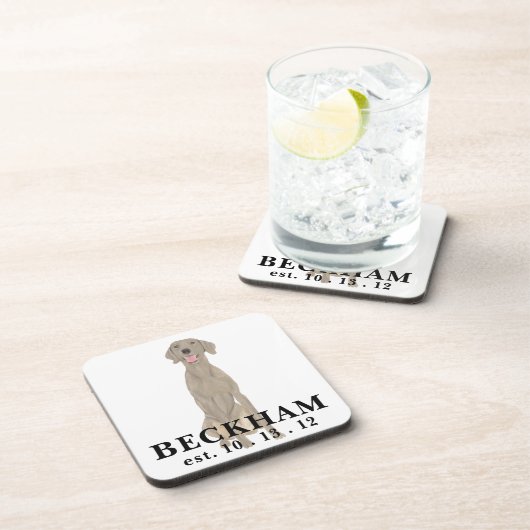 Personalisiert Weimaraner Getränkeuntersetzer (Rechte Seite)