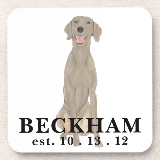 Personalisiert Weimaraner Getränkeuntersetzer (Vorderseite)