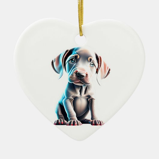 Personalisiert Weimaraner Welpe Keramik Ornament (Vorne)