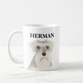 Personalisiert Weiß & Grau Schnauzer Kaffeetasse