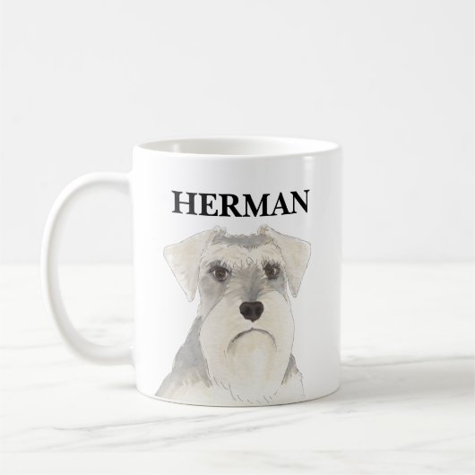 Personalisiert Weiß & Grau Schnauzer Kaffeetasse (Links)