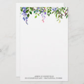 Personalisiert weiß mit Lila Blüte Briefpapier (Vorne/Hinten)