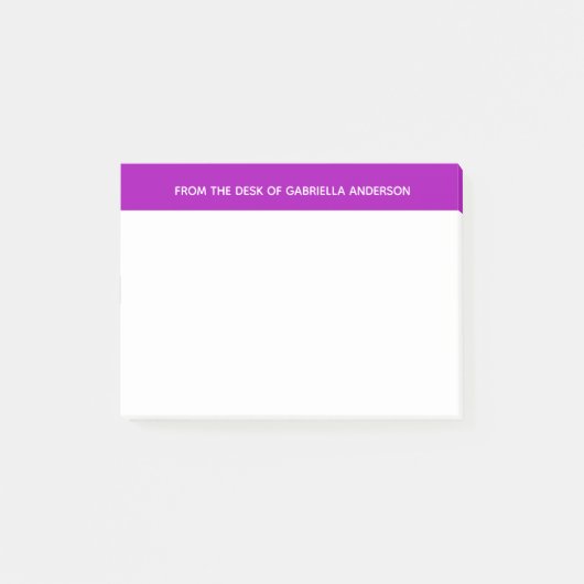 Personalisiert weiß und Lila Post-it Klebezettel (Vorderseite)