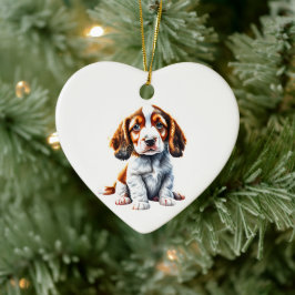 Personalisiert Welsh Springer Spaniel Puppy Keramik Ornament