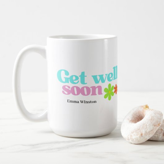 Personalisiert werden bald gut Nachricht Blumenwei Kaffeetasse (Mit Donut)