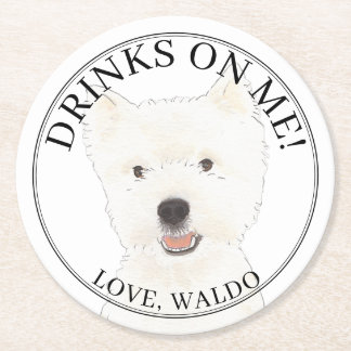 Personalisiert Westie Highland Terrier Dog Wedding Runder Pappuntersetzer