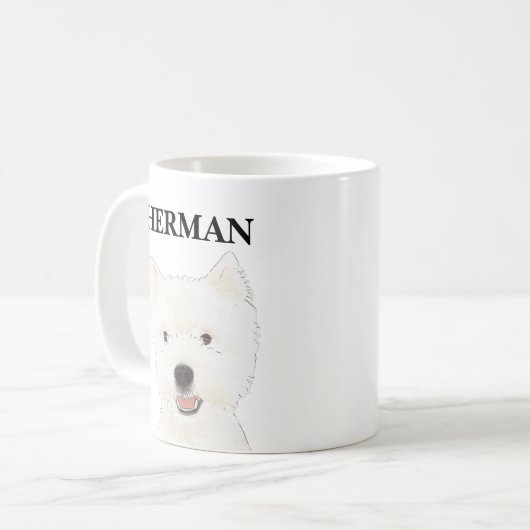 Personalisiert Westie West Highland Terrier Kaffeetasse (Vorderseite Links)