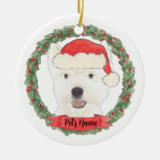 Personalisiert Westie West Highland Terrier Keramik Ornament (Vorne)