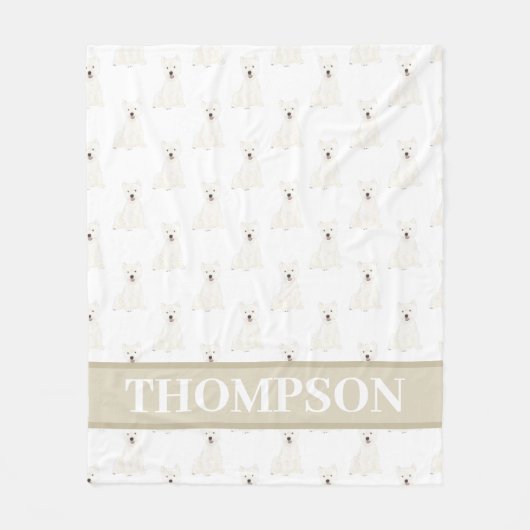 Personalisiert Westie West Highland Terrier Pink Fleecedecke (Vorderseite)