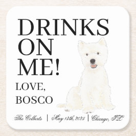 Personalisiert Westie West Highland Terrier Weddin Rechteckiger Pappuntersetzer