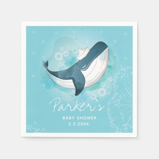 Personalisiert Whale Baby Dusche Serviette (Vorderseite)