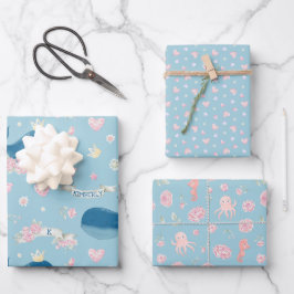 Personalisiert Whale Nautical Geschenkpapier Set