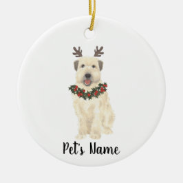 Personalisiert Wheaten Terrier Antlers und Bow Kra Keramik Ornament