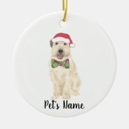 Personalisiert Wheaten Terrier Christmas Hat Bow K Keramik Ornament