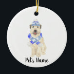 Personalisiert Wheaten Terrier Christmas Keramik Ornament<br><div class="desc">Ich bin in Liebe mit dieser wunderschön detaillierten Aquarell-Abbildung eines lächelnden Weizenreiters mit einem kleinen blauen Skihut und Schals-Outfit! Personalisieren Sie diese Ornamente und machen Sie die schöne Liste in diesem Jahr! Für die perfekten Geschenke, paaren Sie es mit einem passenden Artikel aus der Kollektion für ein nachdenkliches Hauswärmen, Brautparty,...</div>