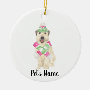 Personalisiert Wheaten Terrier Christmas Pink Scar Keramik Ornament