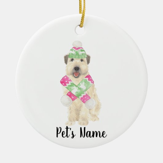 Personalisiert Wheaten Terrier Christmas Pink Scar Keramik Ornament (Vorne)