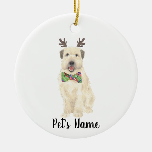 Personalisiert Wheaten Terrier Christmas Rentier Keramik Ornament (Vorne)