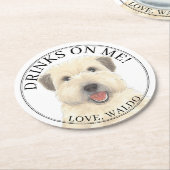 Personalisiert Wheaten Terrier Dog Wedding Runder Pappuntersetzer (Angewinkelt)