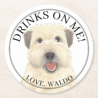 Personalisiert Wheaten Terrier Dog Wedding Runder Pappuntersetzer
