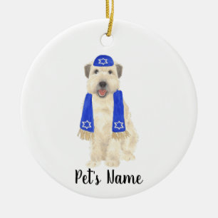 Personalisiert Wheaten Terrier Yarmulke und Scarf Keramik Ornament
