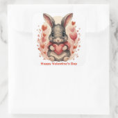 Personalisiert Whimsical Baby Bunny First Valentin Quadratischer Aufkleber (Tasche)
