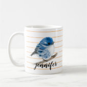 Personalisiert Whimsical Blue Warbler Bird Tasse (Links)