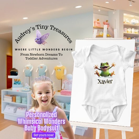 Personalisiert Whimsical Wonders Baby Frog Bodysui Baby Strampler