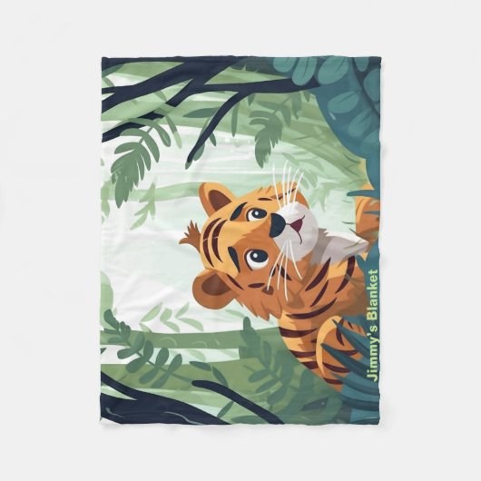 Personalisiert Whimsical Woodland Baby Tiger Fleecedecke (Vorderseite)