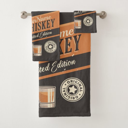 Personalisiert Whiskey Liquor Flasche Western Bar Badhandtuch Set (Insitu)