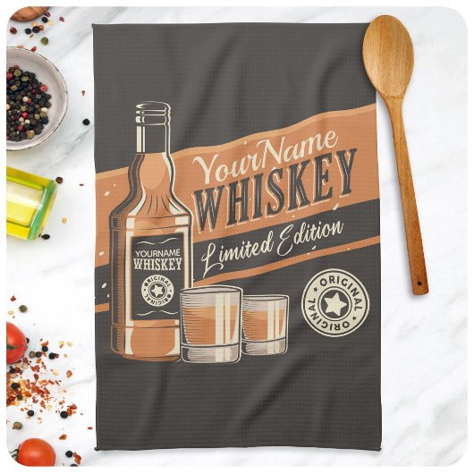Personalisiert Whiskey Liquor Flasche Western Bar Geschirrtuch