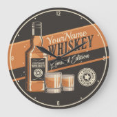 Personalisiert Whiskey Liquor Flasche Western Bar Große Wanduhr (Vorderseite)