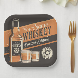 Personalisiert Whiskey Liquor Flasche Western Bar Pappteller