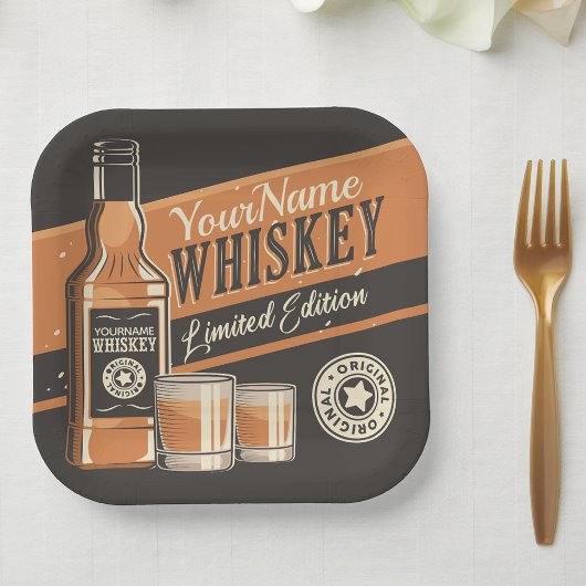Personalisiert Whiskey Liquor Flasche Western Bar Pappteller