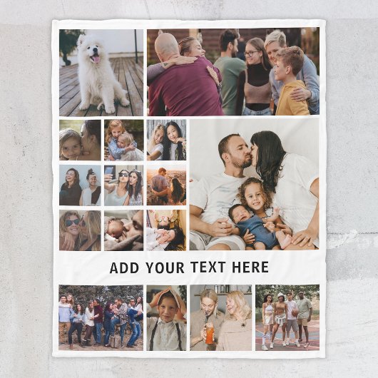 Personalisiert White 16 Foto Collage Fleecedecke