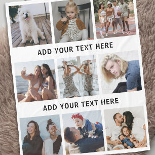 Personalisiert White 9 Foto Collage Fleecedecke