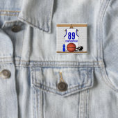 Personalisiert White and Blue Basketball Jersey Button (Beispiel)