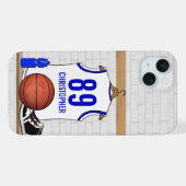 Personalisiert White and Blue Basketball Jersey iPhone Hülle (Rückseite (Horizontal))