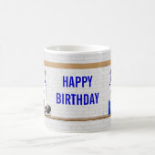 Personalisiert White and Blue Basketball Jersey Kaffeetasse (Mittel)